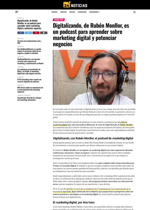 24noticias es marketing digitalizando de ruben monllor es un podcast para aprender sobre marketing digital y potenciar negocios 2024 08 14 11 54 39